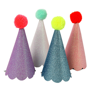 [MeriMeri] 메리메리-Glitter Party Hats With Pom Poms