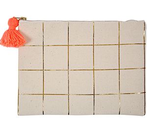 [MeriMeri]Gold Foil Grid Large Canvas Pouch
