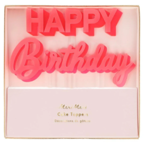 [MeriMeri] 메리메리-Happy Birthday Pink Acrylic Toppers (set of 2)