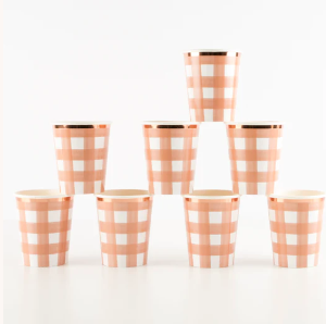 [MeriMeri] 메리메리 / Burnt Orange Gingham Cups (x 8)