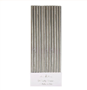 [Meri Meri] 메리메리 - Silver Foil Party Straws (x 24)_ME133075