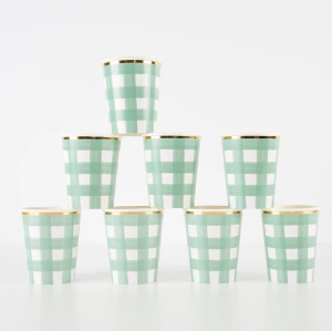 [Meri Meri] 메리메리 /Green Gingham Cups (x 8)