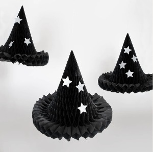 [MeriMeri] 메리메리 / Hanging Honeycomb Witch Hat Decorations (x 3)