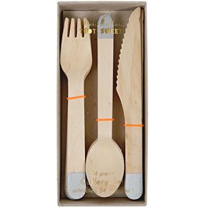[MeriMeri]Silver Wooden Cutlery Set(8세트)_ME143416