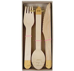 [MeriMeri]Gold Wooden Cutlery Set(8개 세트)_ME143425