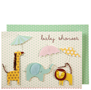 [MeriMeri] 메리메리 / 카드 / Animals &amp; Umbrellas Baby Card_ME103177